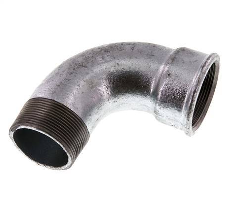 Raccord coudé 90deg 2'' Mâle R x Femelle Rp Court Fonte 25bar (351.25psi)