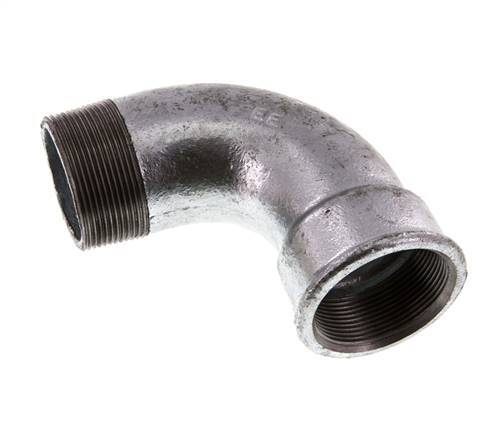 Raccord coudé 90deg 2'' Mâle R x Femelle Rp Court Fonte 25bar (351.25psi)