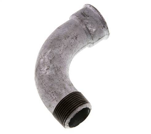 Raccord coudé 90deg 1 1/4'' Mâle R x Femelle Rp Long Fonte 25bar (351.25psi)