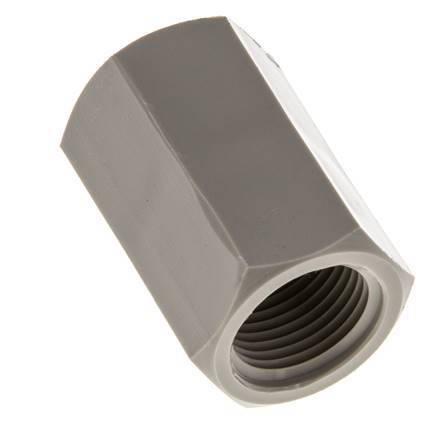 Douille G3/8'' femelle Polypropylène (pp) 10bar (140.5psi) FDA 22mm Hex