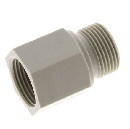 Extension filetée G3/4'' mâle x femelle Polypropylène (pp) 10bar (140.5psi) FDA 32mm Hex