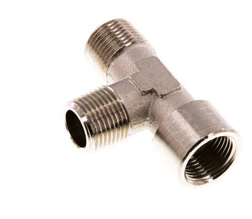 Tee Fitting Right Angle R3/8'' Male x G3/8'' Female Nickel-plated Brass 16bar (224.8psi) [2 Pieces]