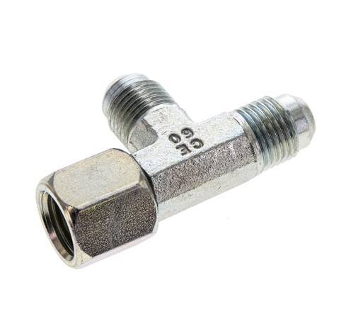 JIC Tee Fitting UNF 9/16''-18 Female x Male Steel 350bar (4917.5psi)