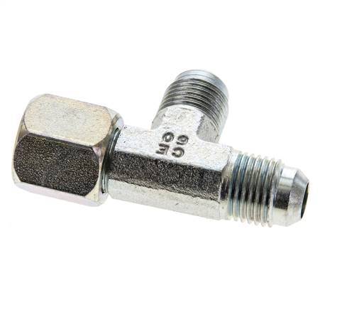 JIC Tee Fitting UNF 9/16''-18 Female x Male Steel 350bar (4917.5psi)
