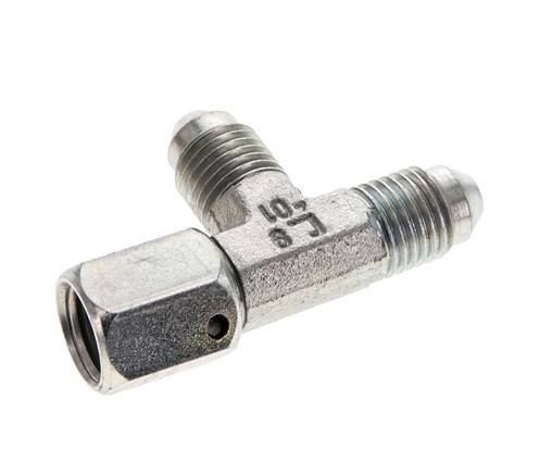 JIC Tee Fitting UNF 7/16''-20 Female x Male Steel 350bar (4917.5psi)