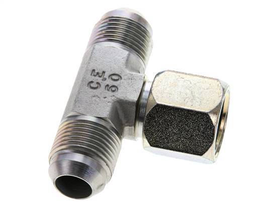 JIC Tee Fitting UNF 7/8''-14 Male x Female Steel 350bar (4917.5psi)