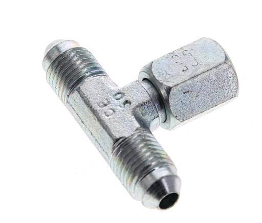 JIC Tee Fitting UNF 7/16''-20 Male x Female Steel 350bar (4917.5psi)