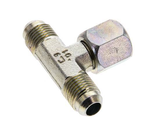 JIC Tee Fitting UNF 9/16''-18 Male x Female Steel 350bar (4917.5psi)