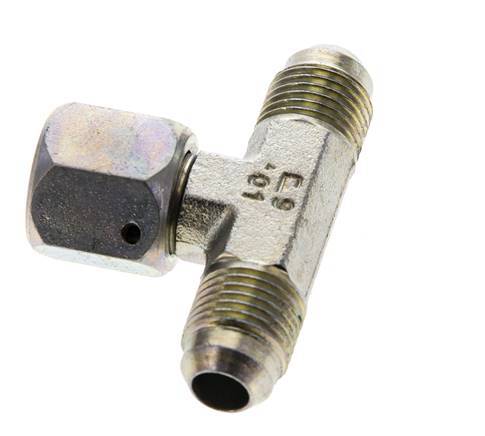 JIC Tee Fitting UNF 9/16''-18 Male x Female Steel 350bar (4917.5psi)