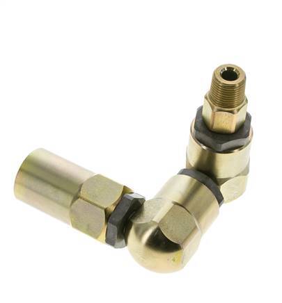 Swivel Joint 3/8'' NPT Male x 1/2'' NPT Female Z-shape Steel FKM 350bar (4917.5psi)