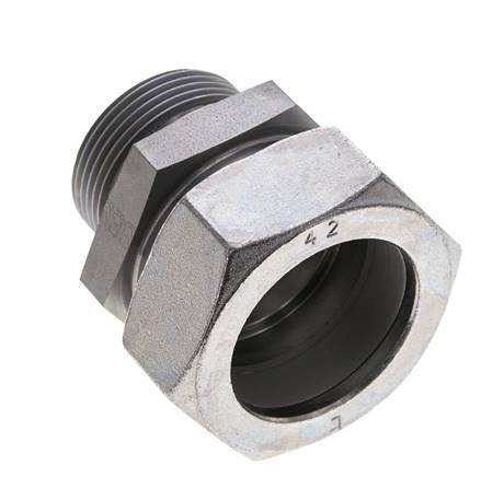 G 1 1/4'' mâle x 42L Anneau de coupe droit en acier zingué avec joint FKM 160 Bar DIN 2353