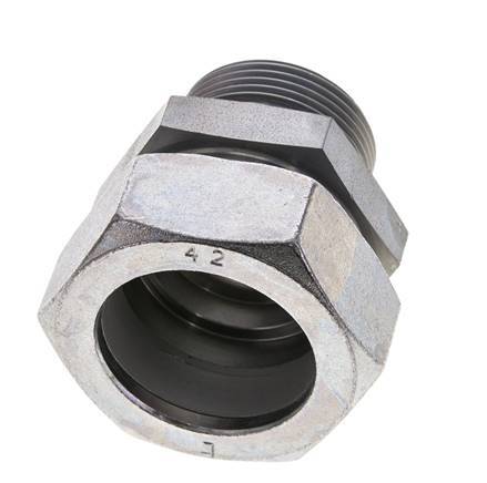 G 1 1/4'' mâle x 42L Anneau de coupe droit en acier zingué avec joint FKM 160 Bar DIN 2353