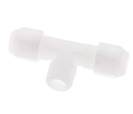 8x10mm & R3/8'' PVDF T-Shape Hose Fitting with Male Threads 10bar/145psi