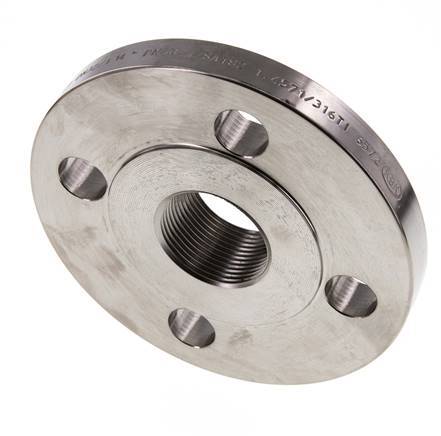 Threaded Flange DN25-PN16 (EN) Rp 1'' Stainless Steel 1.4571 EN 1092-1 (type 13)