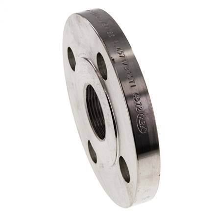 Threaded Flange DN25-PN16 (EN) Rp 1'' Stainless Steel 1.4571 EN 1092-1 (type 13)