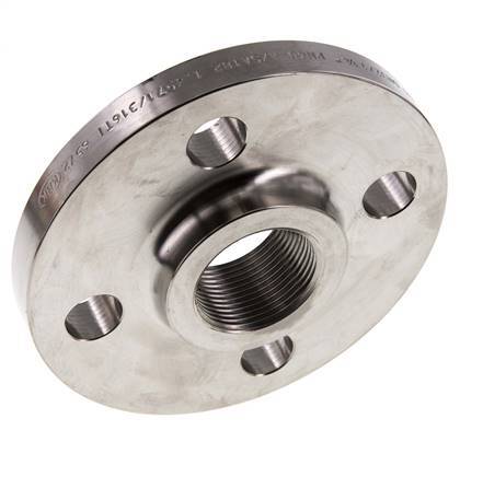 Threaded Flange DN25-PN16 (EN) Rp 1'' Stainless Steel 1.4571 EN 1092-1 (type 13)