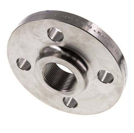 Threaded Flange DN65-PN16 (EN) Rp 2-1/2'' Stainless Steel 1.4571 EN 1092-1 (type 13)