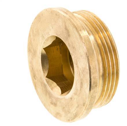 G 1 1/2'' Brass Closing plug with Inner Hex 16 Bar