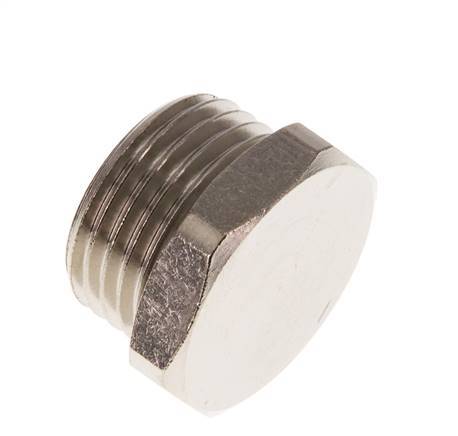G 1/2'' Nickel plated Brass Closing plug with Outer Hex 16 Bar [2 Pieces]