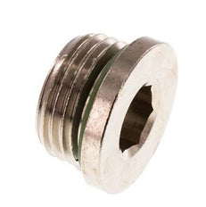 G 1/2'' Nickel plated Brass Closing plug with Inner Hex and FKM Seal 16 Bar [2 Pieces]