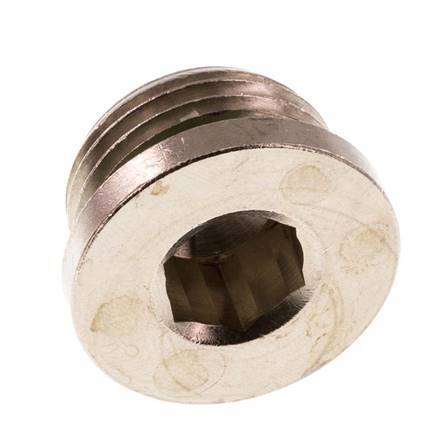 G 1/2'' Nickel plated Brass Closing plug with Inner Hex and FKM Seal 16 Bar [2 Pieces]