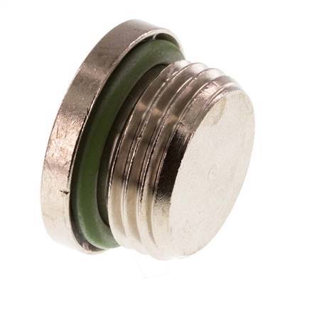 G 1/2'' Nickel plated Brass Closing plug with Inner Hex and FKM Seal 16 Bar [2 Pieces]