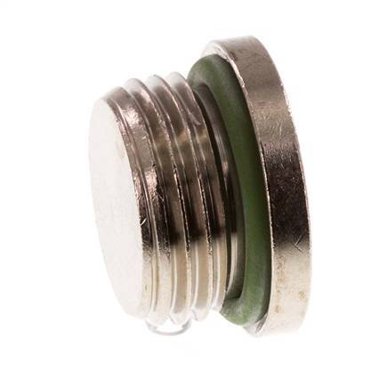 G 1/2'' Nickel plated Brass Closing plug with Inner Hex and FKM Seal 16 Bar [2 Pieces]