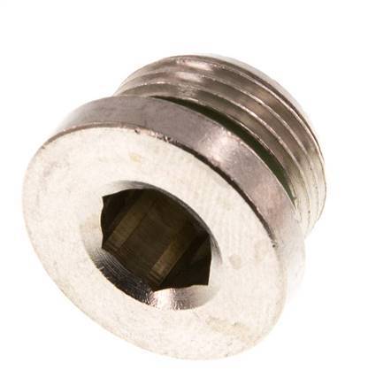 G 3/8'' Nickel plated Brass Closing plug with Inner Hex and FKM Seal 16 Bar [5 Pieces]