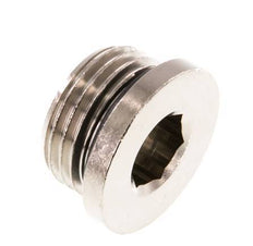 G 1/2'' Nickel plated Brass Closing plug with Inner Hex and NBR Seal 16 Bar [5 Pieces]