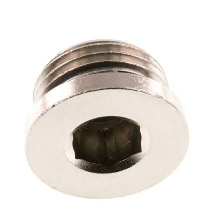 G 1/2'' Nickel plated Brass Closing plug with Inner Hex and NBR Seal 16 Bar [5 Pieces]