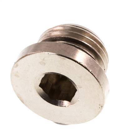 G 1/4'' Nickel plated Brass Closing plug with Inner Hex and NBR Seal 16 Bar [5 Pieces]