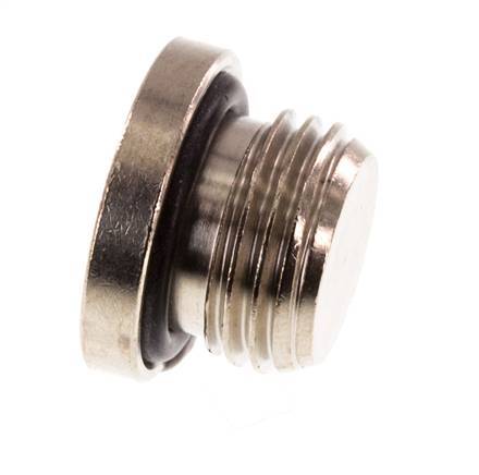 G 1/4'' Nickel plated Brass Closing plug with Inner Hex and NBR Seal 16 Bar [5 Pieces]