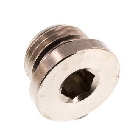 G 1/4'' Nickel plated Brass Closing plug with Inner Hex and NBR Seal 16 Bar [5 Pieces]