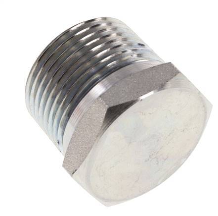 Bouchon de fermeture 1'' NPT mâle en acier zingué avec hexagone extérieur 140 Bar