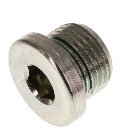 G 1/2'' Mâle Bouchon de fermeture en acier zingué avec hexagone intérieur et joint FKM 400 Bar [2 Pièces].
