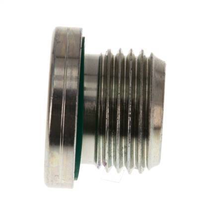 G 1/2'' Mâle Bouchon de fermeture en acier zingué avec hexagone intérieur et joint FKM 400 Bar [2 Pièces].