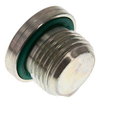 G 1/2'' Mâle Bouchon de fermeture en acier zingué avec hexagone intérieur et joint FKM 400 Bar [2 Pièces].
