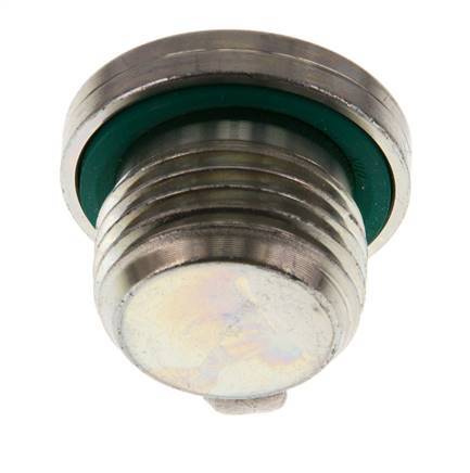 G 1/2'' Mâle Bouchon de fermeture en acier zingué avec hexagone intérieur et joint FKM 400 Bar [2 Pièces].