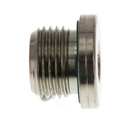 G 1/2'' Mâle Bouchon de fermeture en acier zingué avec hexagone intérieur et joint FKM 400 Bar [2 Pièces].