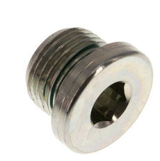 G 1/2'' Mâle Bouchon de fermeture en acier zingué avec hexagone intérieur et joint FKM 400 Bar [2 Pièces].