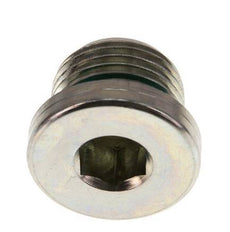 G 1/2'' Mâle Bouchon de fermeture en acier zingué avec hexagone intérieur et joint FKM 400 Bar [2 Pièces].