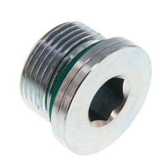 G 3/4'' Mâle Bouchon de fermeture en acier zingué avec hexagone intérieur et joint FKM 400 Bar [2 Pièces].