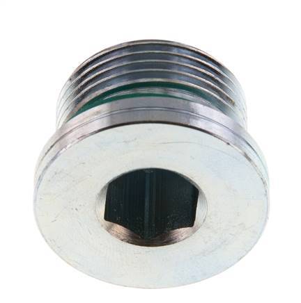 G 3/4'' Mâle Bouchon de fermeture en acier zingué avec hexagone intérieur et joint FKM 400 Bar [2 Pièces].