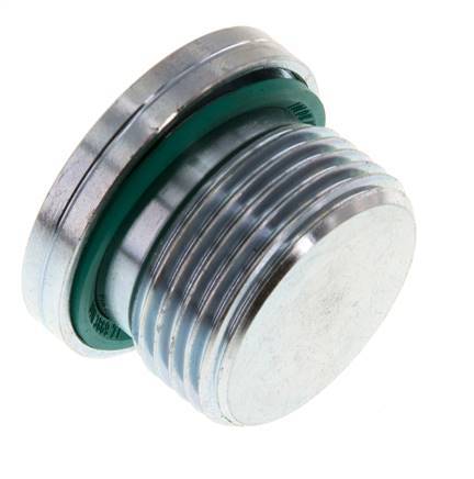 G 3/4'' Mâle Bouchon de fermeture en acier zingué avec hexagone intérieur et joint FKM 400 Bar [2 Pièces].