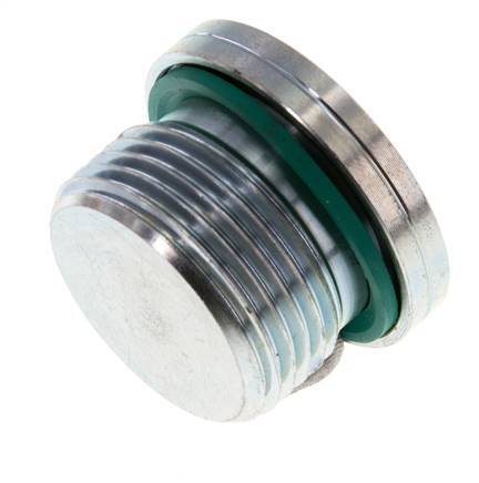 G 3/4'' Mâle Bouchon de fermeture en acier zingué avec hexagone intérieur et joint FKM 400 Bar [2 Pièces].