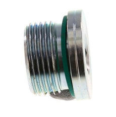 G 3/4'' Mâle Bouchon de fermeture en acier zingué avec hexagone intérieur et joint FKM 400 Bar [2 Pièces].