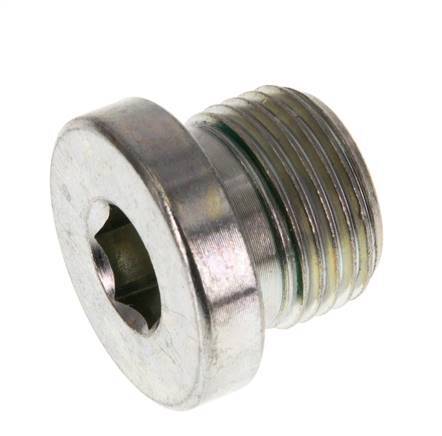 G 3/8'' Male Zinc plated Steel Closing plug with Inner Hex and FKM Seal 400 Bar [2 Pieces]
