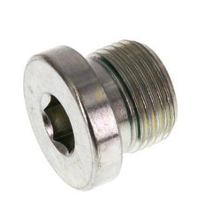 G 3/8'' Mâle Bouchon de fermeture en acier zingué avec hexagone intérieur et joint FKM 400 Bar [2 Pièces].