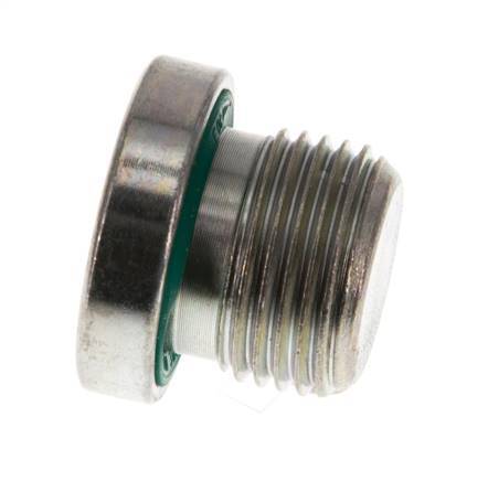 G 3/8'' Mâle Bouchon de fermeture en acier zingué avec hexagone intérieur et joint FKM 400 Bar [2 Pièces].