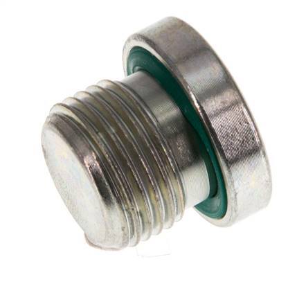 G 3/8'' Male Zinc plated Steel Closing plug with Inner Hex and FKM Seal 400 Bar [2 Pieces]